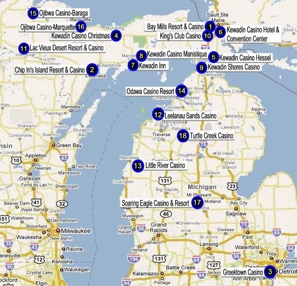 michigan casino map