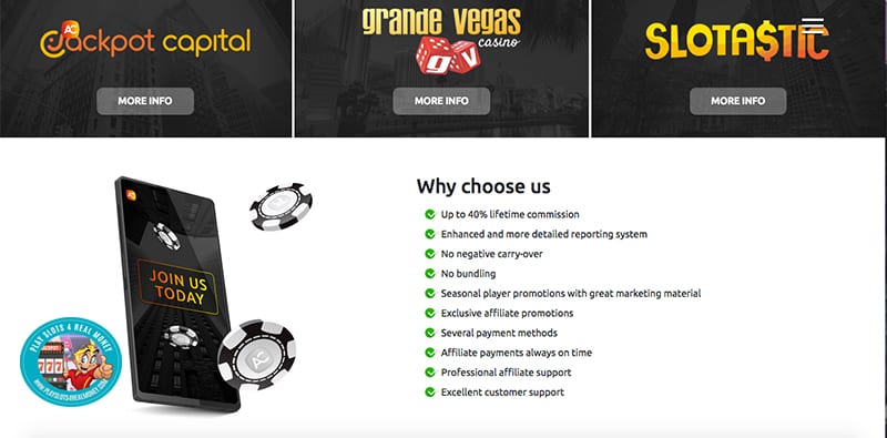 Affiliate Capital Gambling Webmaster Program Screenshot