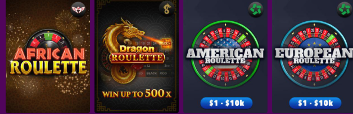 screenshot of roulette games at super slots casino