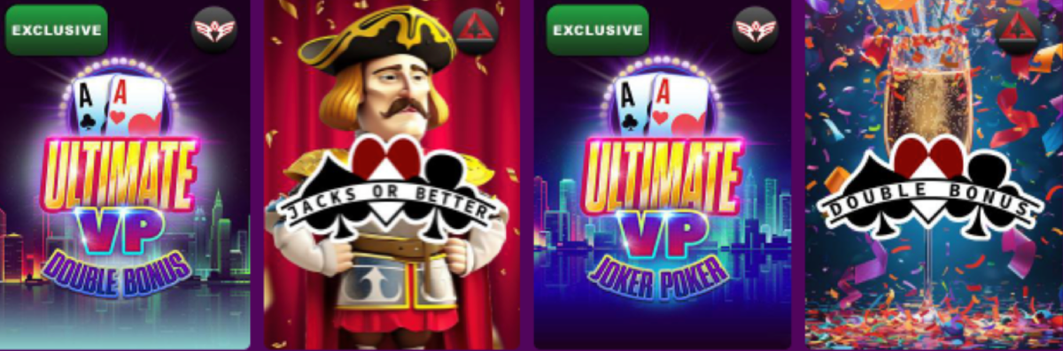 screenshot of video poker games at super slots casino
